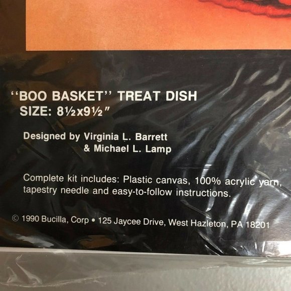 Bucilla Boo Basket Vintage 1990 Halloween Treat Dish Plastic Canvas Sealed Craft - Picture 7 of 7